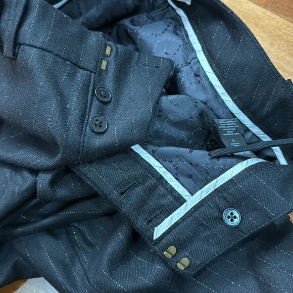 Zadig & Voltaire Black wool gold striped lined pants 34 Cm - Picture 9 of 13